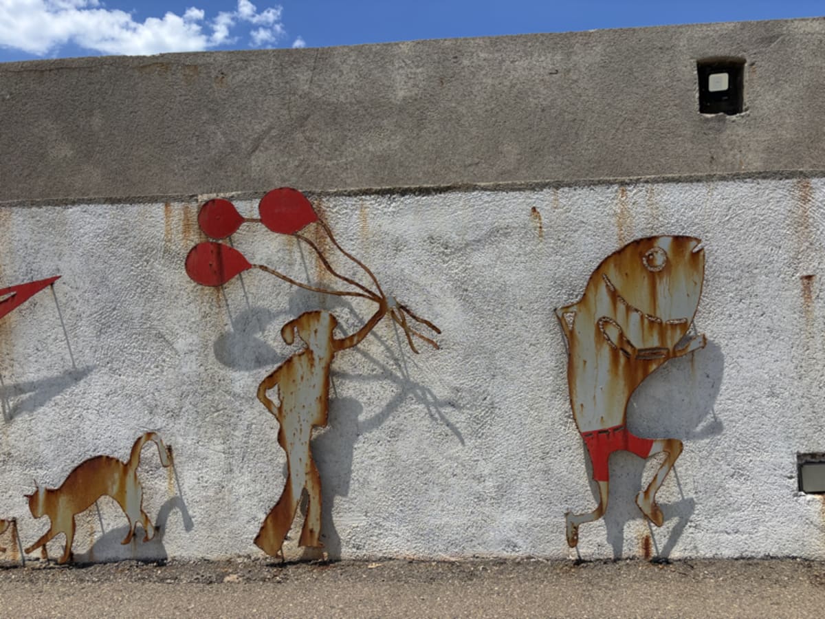 Large scale street art mural with intricate details