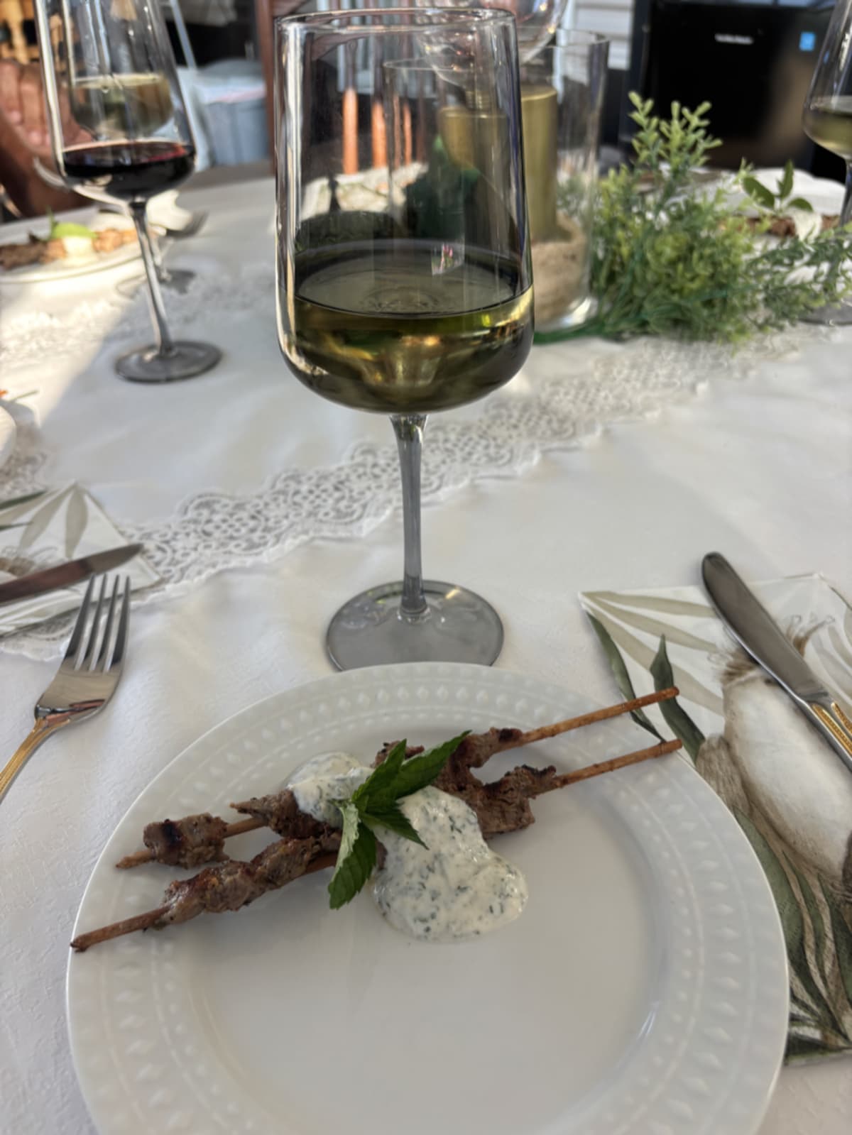 Delicious meal paired with wine