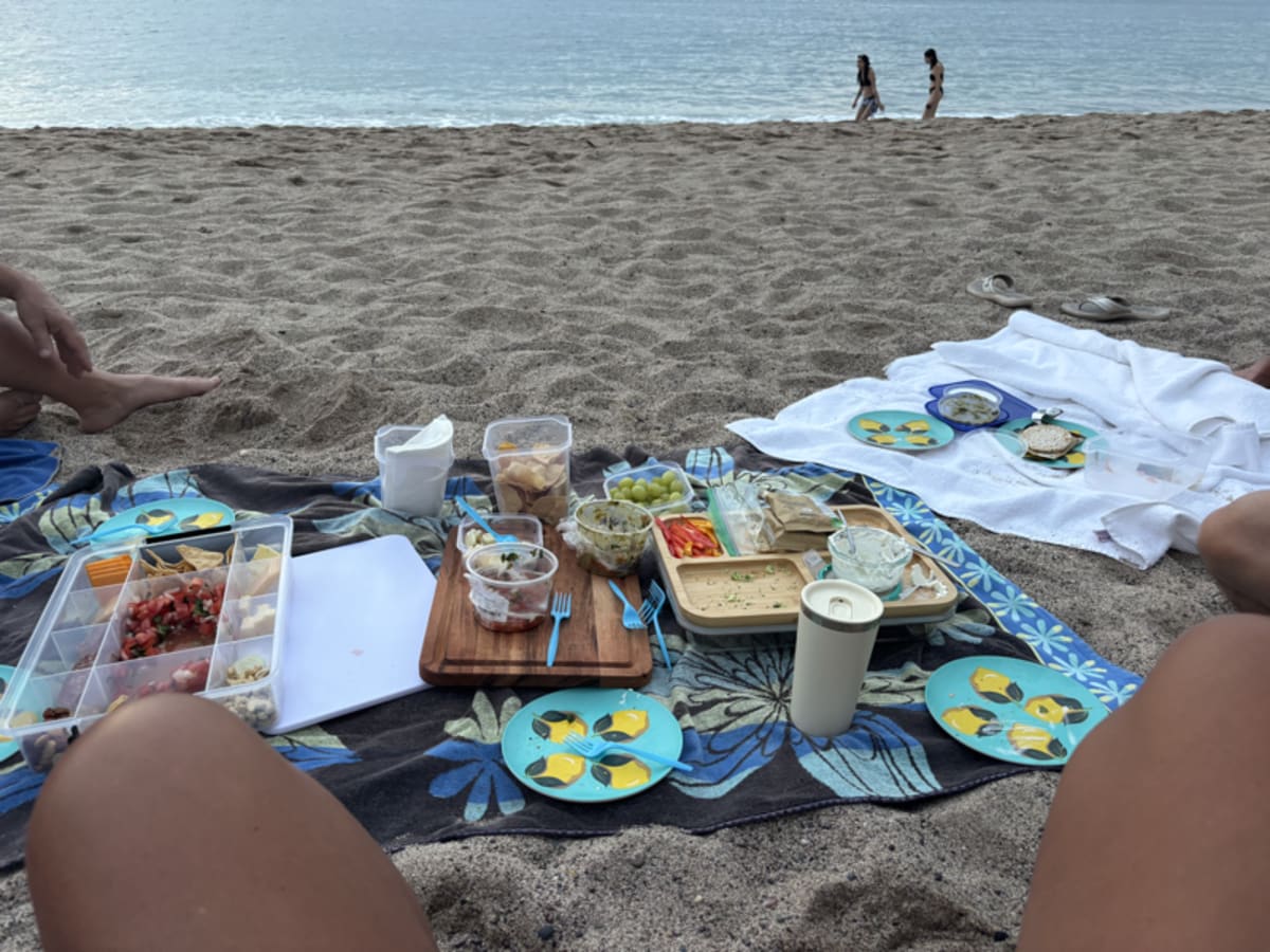 Charcuterie on the beach overlooking the sea