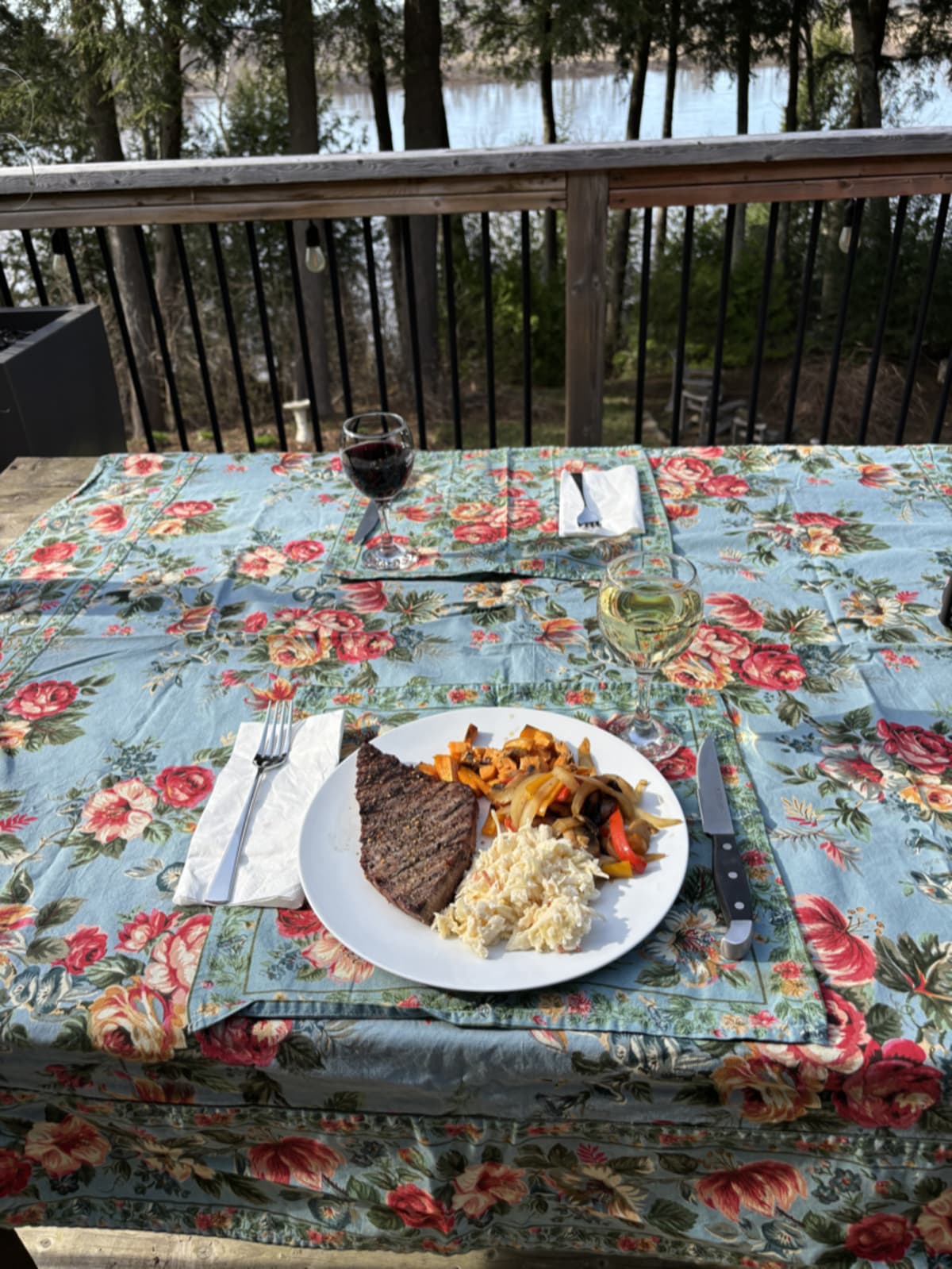 Dinner overlooking river