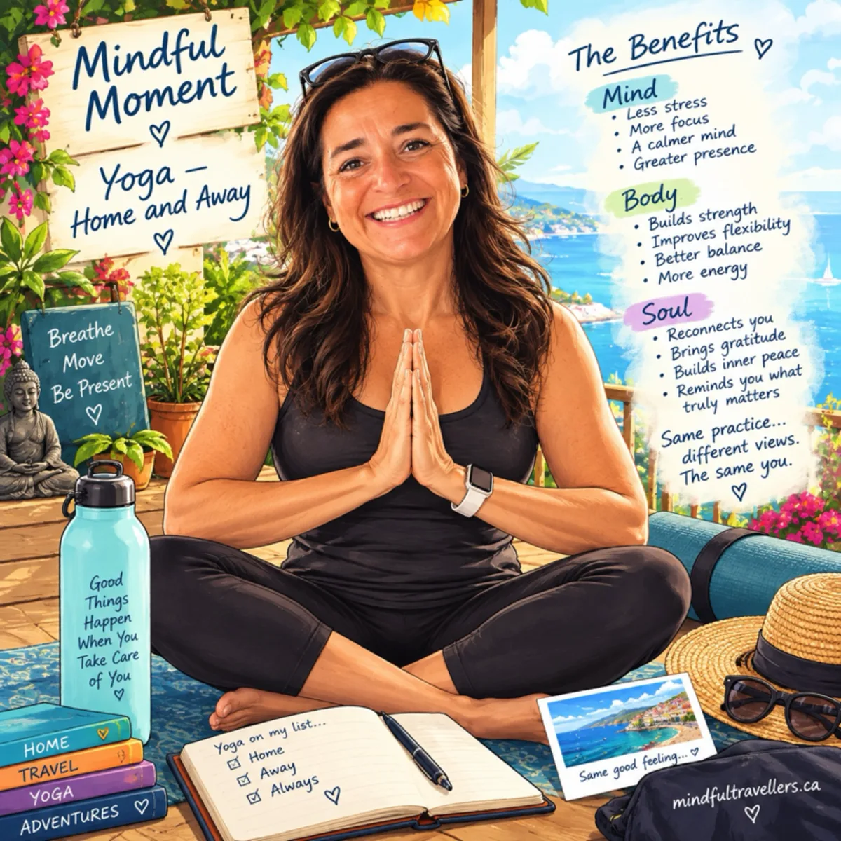 Yoga reminds us we don't need much to feel better — a little space, a few quiet minutes, and a willingness to slow down. Take your practice with you, at home or away.