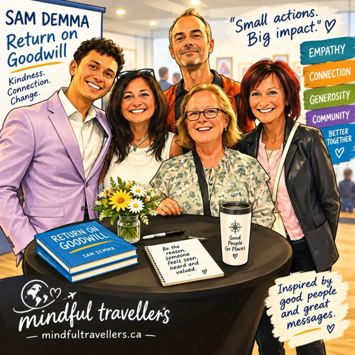 An evening at Sam Demma's Return on Goodwill book launch in Moncton — a reminder that small acts of kindness and shared moments inspire us more than we know.