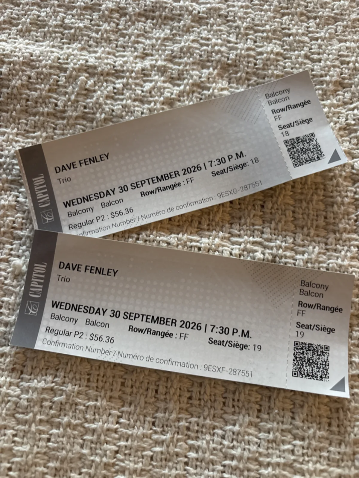 Tickets for the Dave Fenley show at the Capitol Theatre