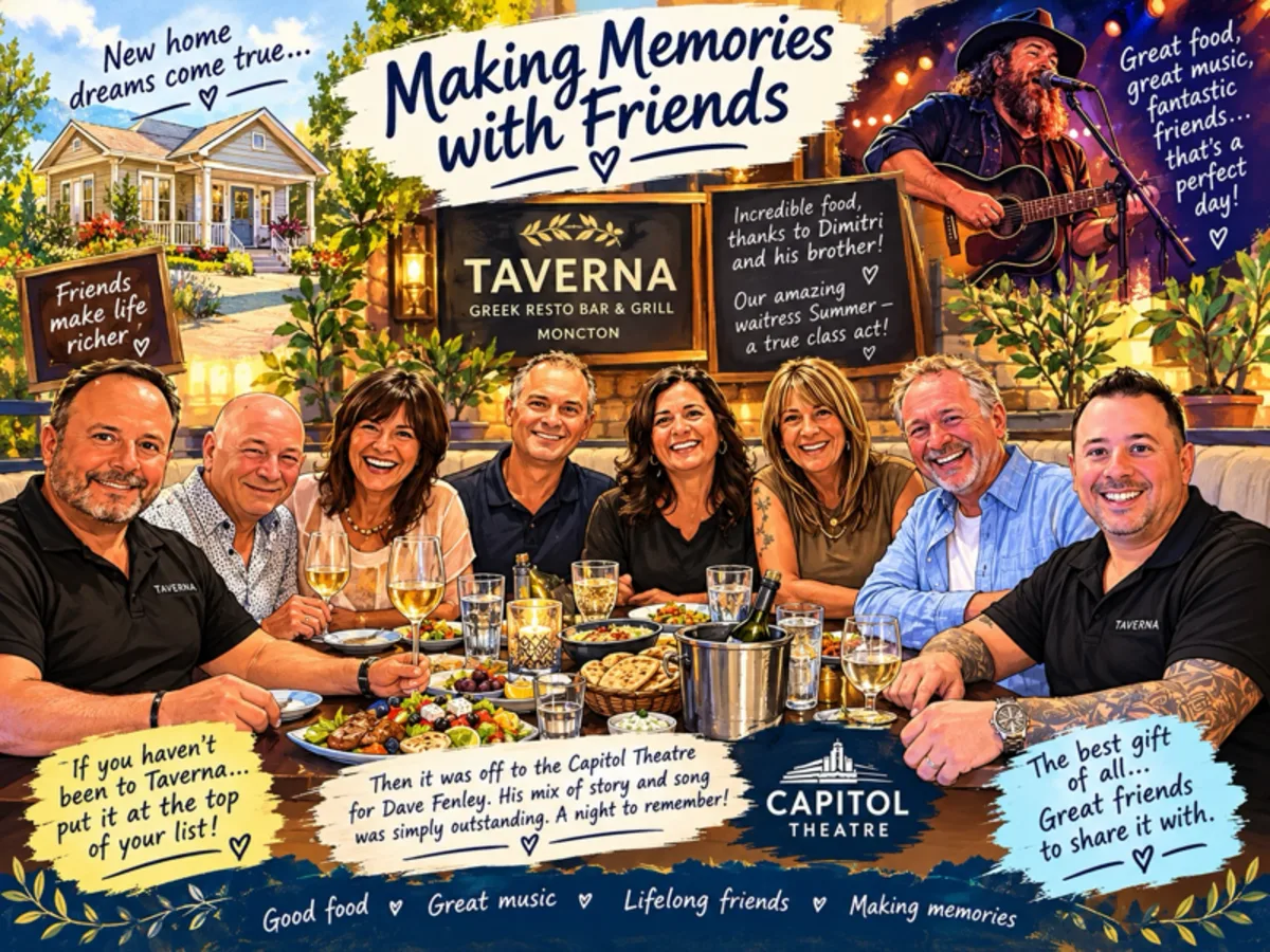Celebrating friends' new home, an outstanding Greek supper at Taverna, and Dave Fenley at the Capitol Theatre — the greatest gift is the people beside us.