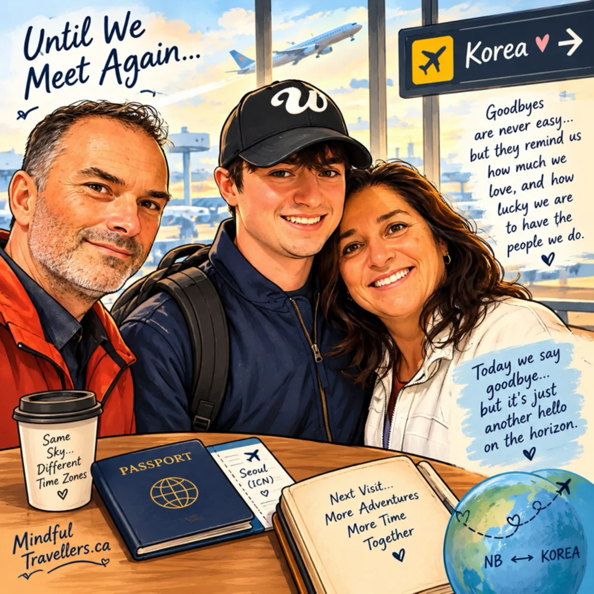 Saying goodbye as our son returns to Korea — hearts both full and heavy, carrying the moments with us until the next hello. Distance is only geography.