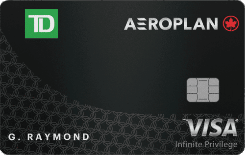 TD Aeroplan Visa Infinite Privilege credit card front showing metal card design and Aeroplan branding